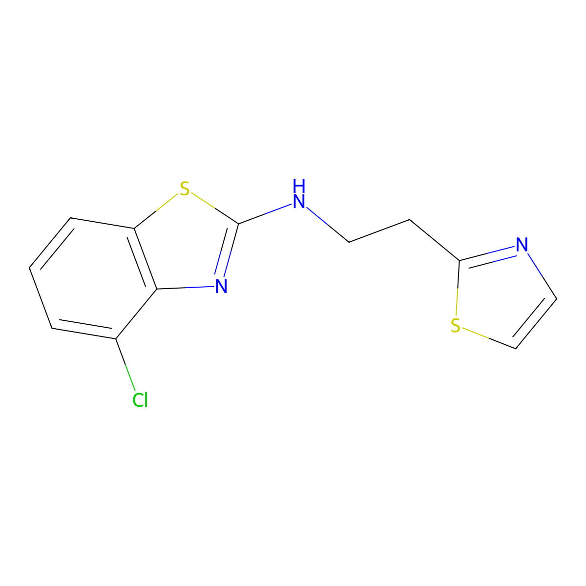 4-chloro-N-[2-(1,3-thiazol-2-yl)ethyl]-1,3-benzothiazol-2-amine molecular structure, CAS 3054613-51-0