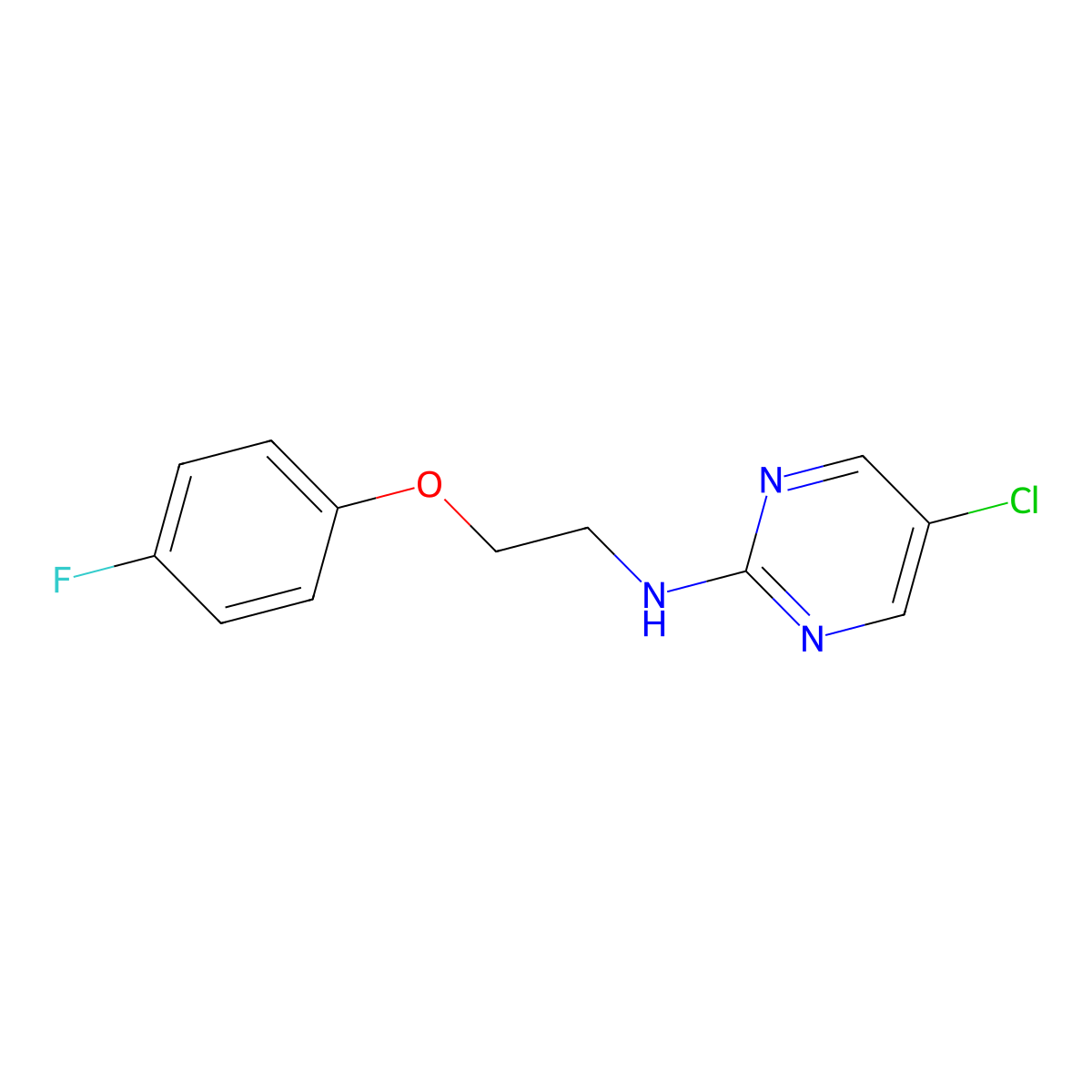5-chloro-N-[2-(4-fluorophenoxy)ethyl]pyrimidin-2-amine molecular structure, CAS 3054613-54-3