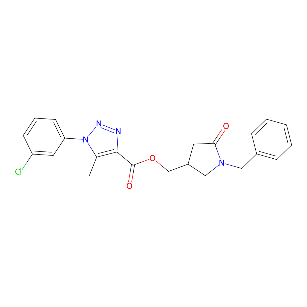 (1-benzyl-5-oxopyrrolidin-3-yl)methyl 1-(3-chlorophenyl)-5-methyl-1H-1,2,3-triazole-4-carboxylate molecular structure, CAS 3054613-55-4