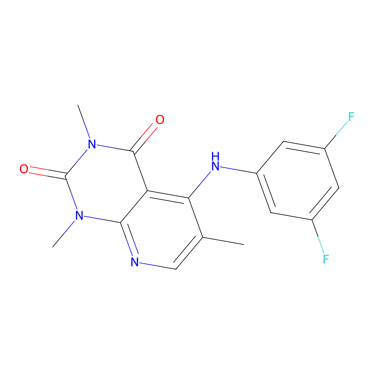 5-[(3,5-difluorophenyl)amino]-1,3,6-trimethyl-1H,2H,3H,4H-pyrido[2,3-d]pyrimidine-2,4-dione molecular structure, CAS 3054613-64-5