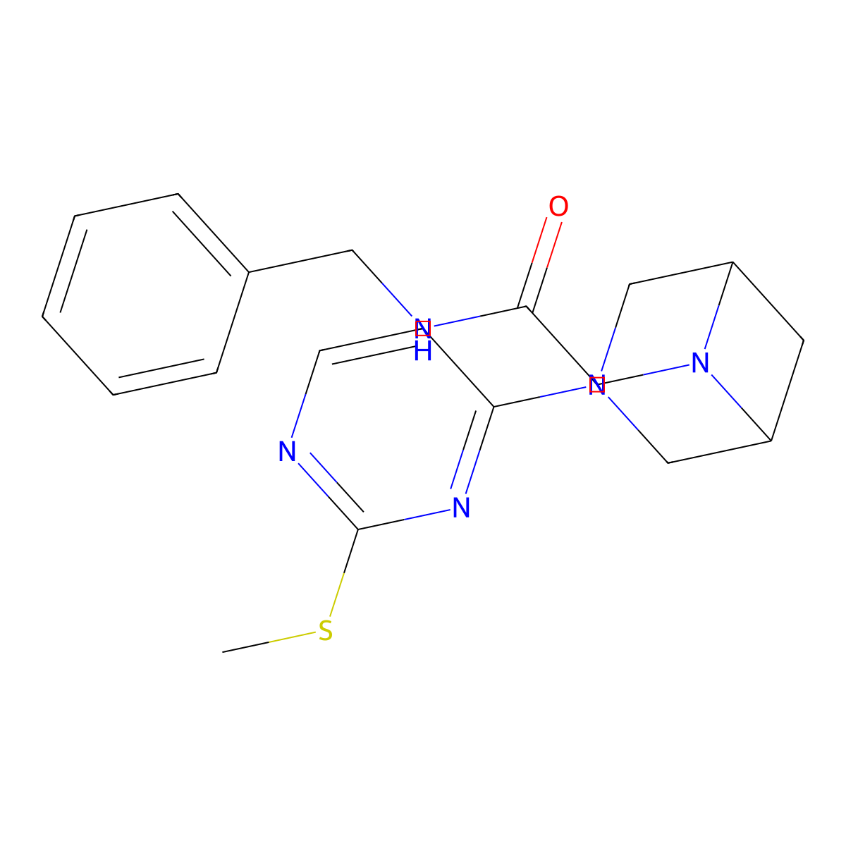 N-benzyl-2-{3-[2-(methylsulfanyl)pyrimidin-4-yl]-3,6-diazabicyclo[3.1.1]heptan-6-yl}acetamide molecular structure, CAS 3054613-76-9