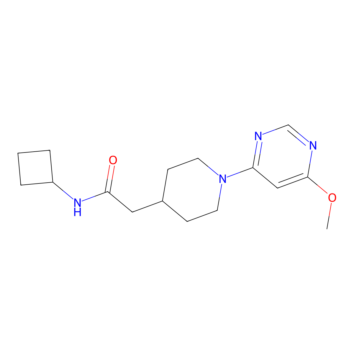 N-cyclobutyl-2-[1-(6-methoxypyrimidin-4-yl)piperidin-4-yl]acetamide molecular structure, CAS 3054613-77-0