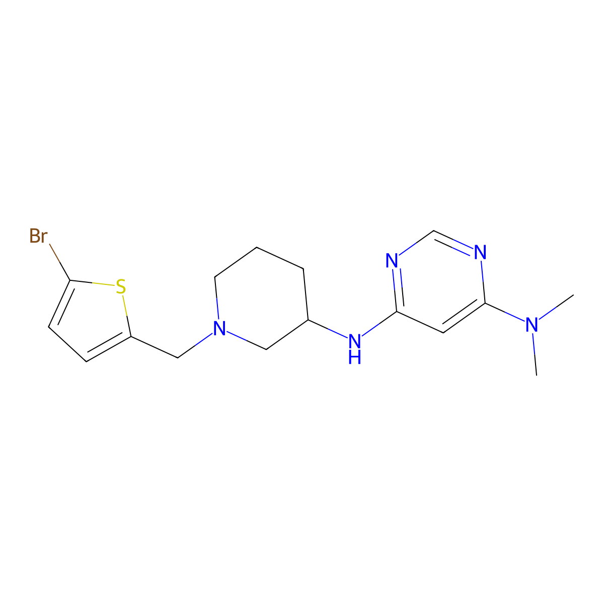 N6-{1-[(5-bromothiophen-2-yl)methyl]piperidin-3-yl}-N4,N4-dimethylpyrimidine-4,6-diamine molecular structure, CAS 3054613-83-8