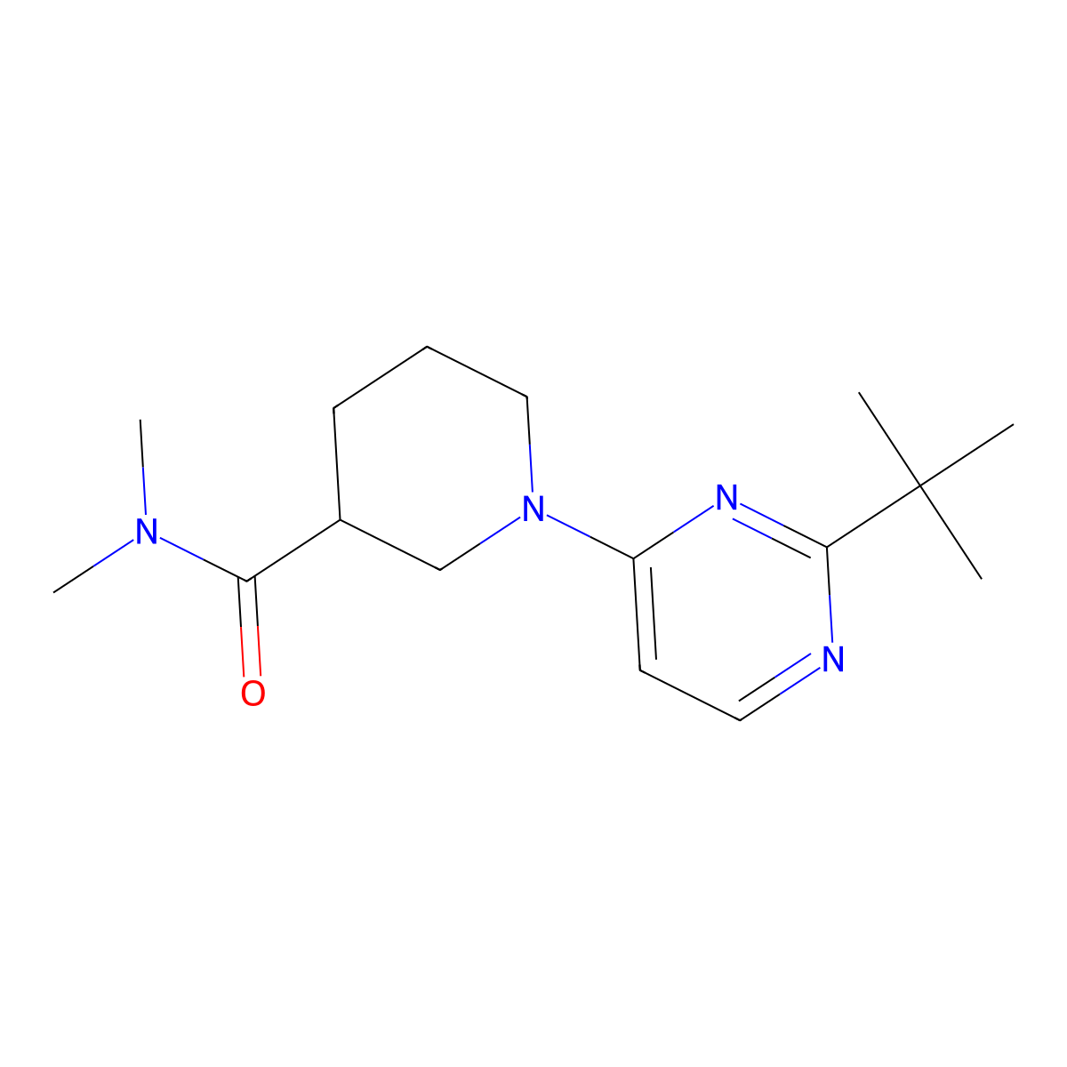 1-(2-tert-butylpyrimidin-4-yl)-N,N-dimethylpiperidine-3-carboxamide molecular structure, CAS 3054613-88-3