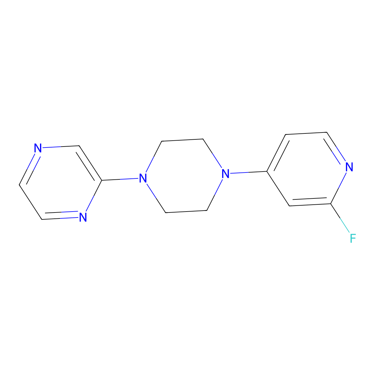 2-[4-(2-Fluoropyridin-4-yl)piperazin-1-yl]pyrazine molecular structure, CAS 3054613-90-7