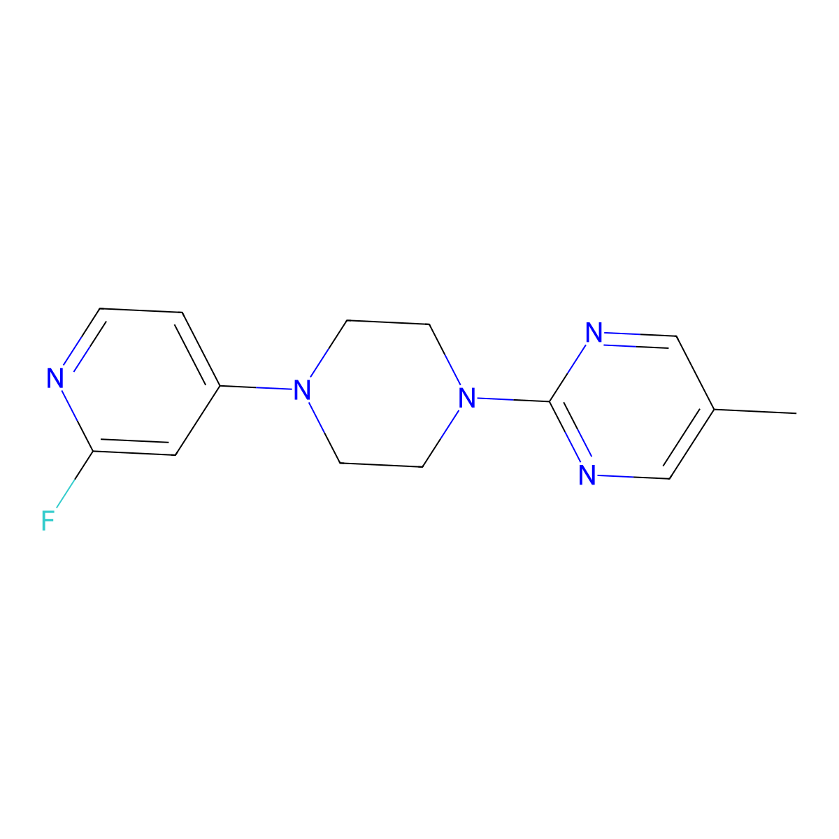 2-[4-(2-Fluoropyridin-4-yl)piperazin-1-yl]-5-methylpyrimidine molecular structure, CAS 3054613-98-5