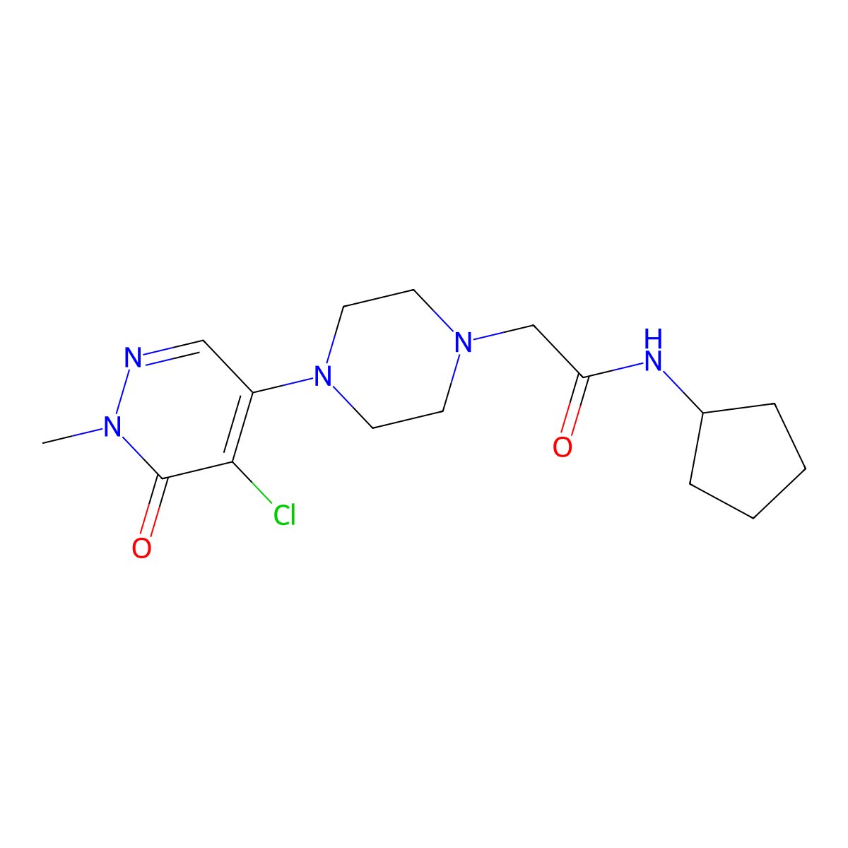 2-[4-(5-chloro-1-methyl-6-oxopyridazin-4-yl)piperazin-1-yl]-N-cyclopentylacetamide molecular structure, CAS 3054614-15-9