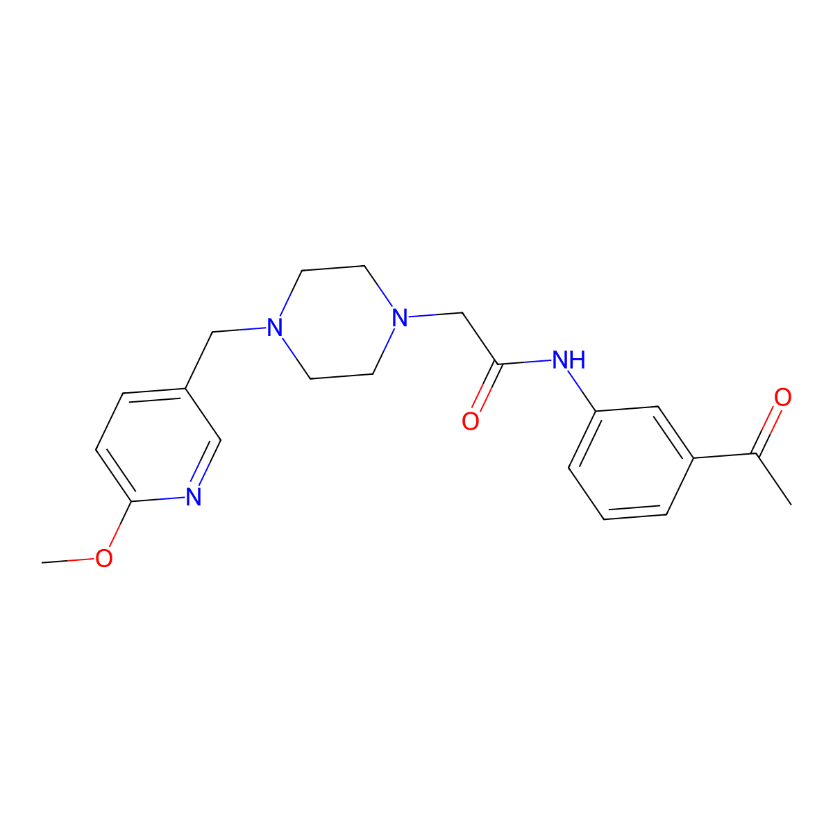 N-(3-acetylphenyl)-2-{4-[(6-methoxypyridin-3-yl)methyl]piperazin-1-yl}acetamide molecular structure, CAS 3054614-23-9