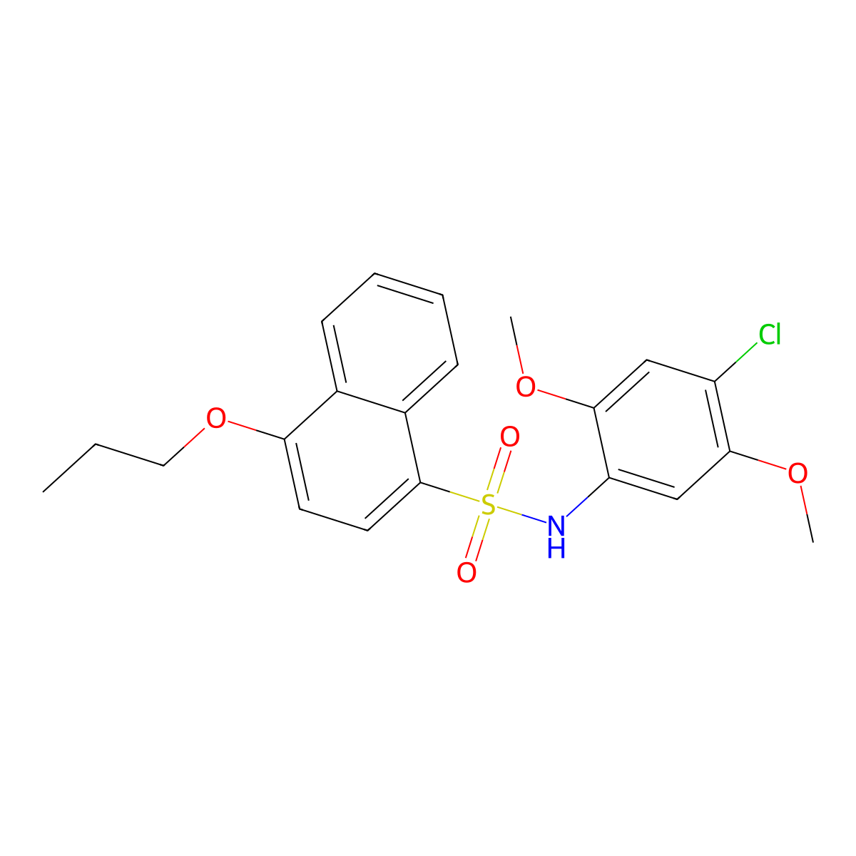 N-(4-chloro-2,5-dimethoxyphenyl)-4-propoxynaphthalene-1-sulfonamide molecular structure, CAS 3054614-30-8