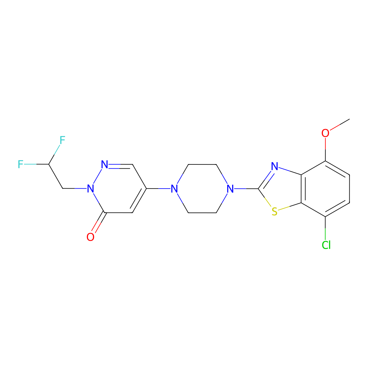 5-[4-(7-Chloro-4-methoxy-1,3-benzothiazol-2-yl)piperazin-1-yl]-2-(2,2-difluoroethyl)-2,3-dihydropyridazin-3-one molecular structure, CAS 3054614-34-2