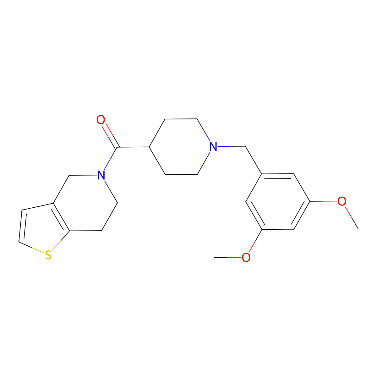 1-[(3,5-dimethoxyphenyl)methyl]-4-{4H,5H,6H,7H-thieno[3,2-c]pyridine-5-carbonyl}piperidine molecular structure, CAS 3054614-36-4