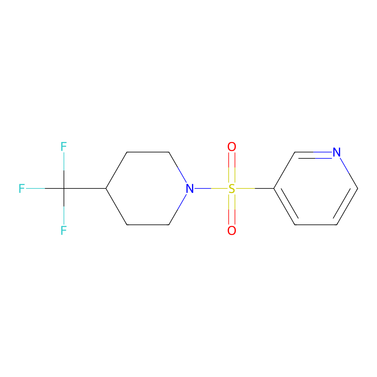 3-{[4-(Trifluoromethyl)piperidin-1-yl]sulfonyl}pyridine molecular structure, CAS 3054614-42-2
