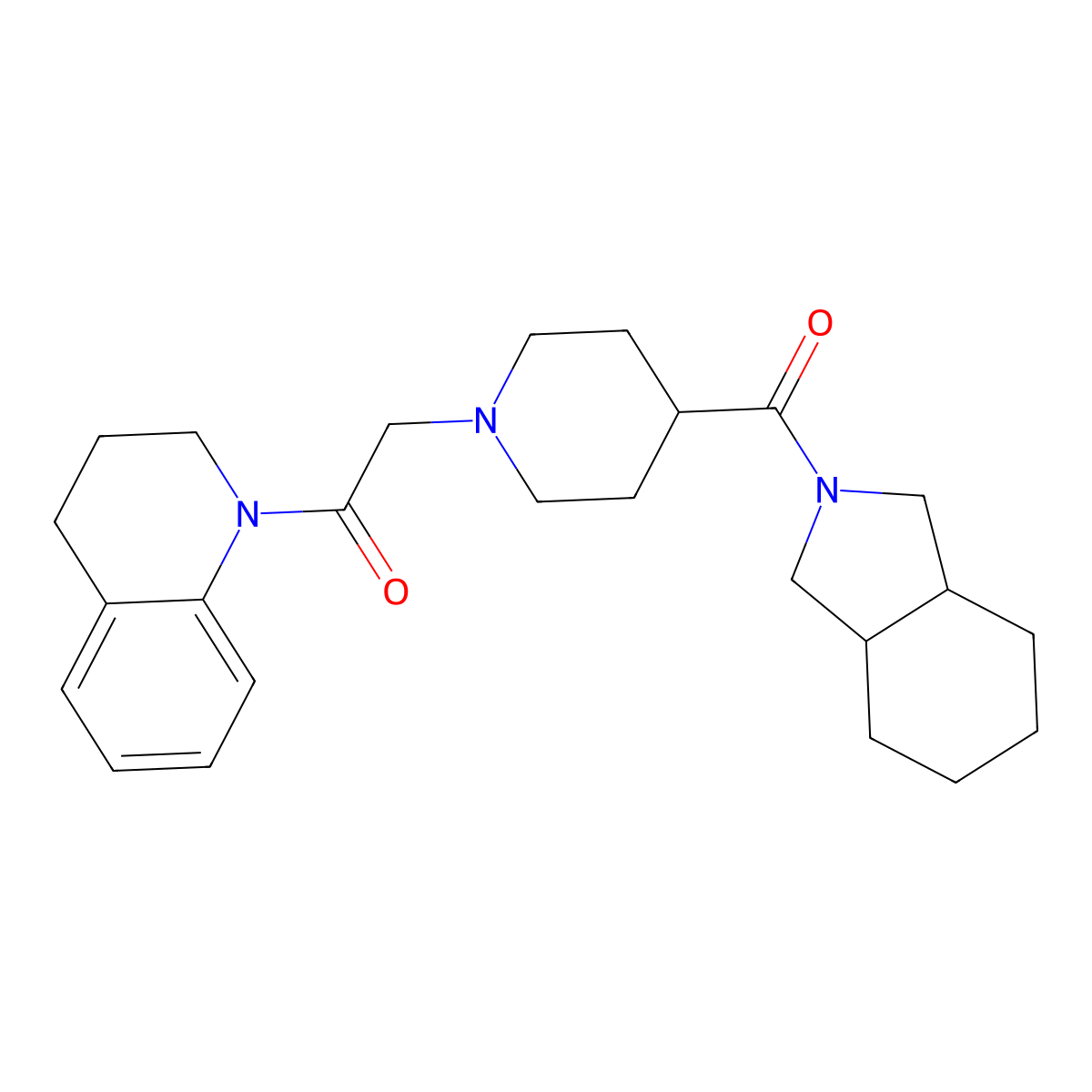 2-[4-(octahydro-1H-isoindole-2-carbonyl)piperidin-1-yl]-1-(1,2,3,4-tetrahydroquinolin-1-yl)ethan-1-one molecular structure, CAS 3054614-47-7