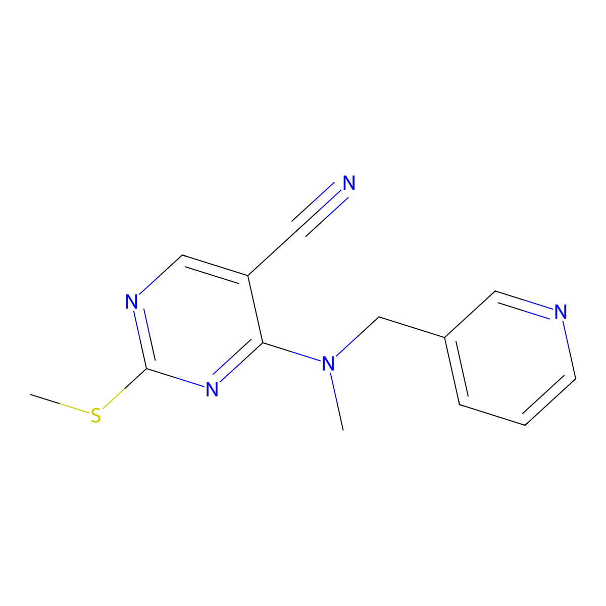 4-{Methyl[(pyridin-3-yl)methyl]amino}-2-(methylsulfanyl)pyrimidine-5-carbonitrile molecular structure, CAS 3054614-48-8