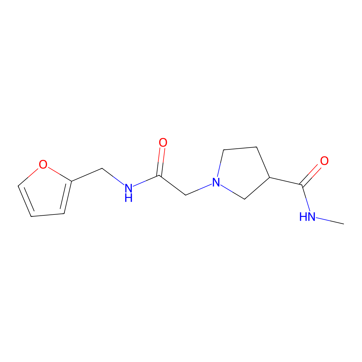 1-({[(furan-2-yl)methyl]carbamoyl}methyl)-N-methylpyrrolidine-3-carboxamide molecular structure, CAS 3054614-52-4