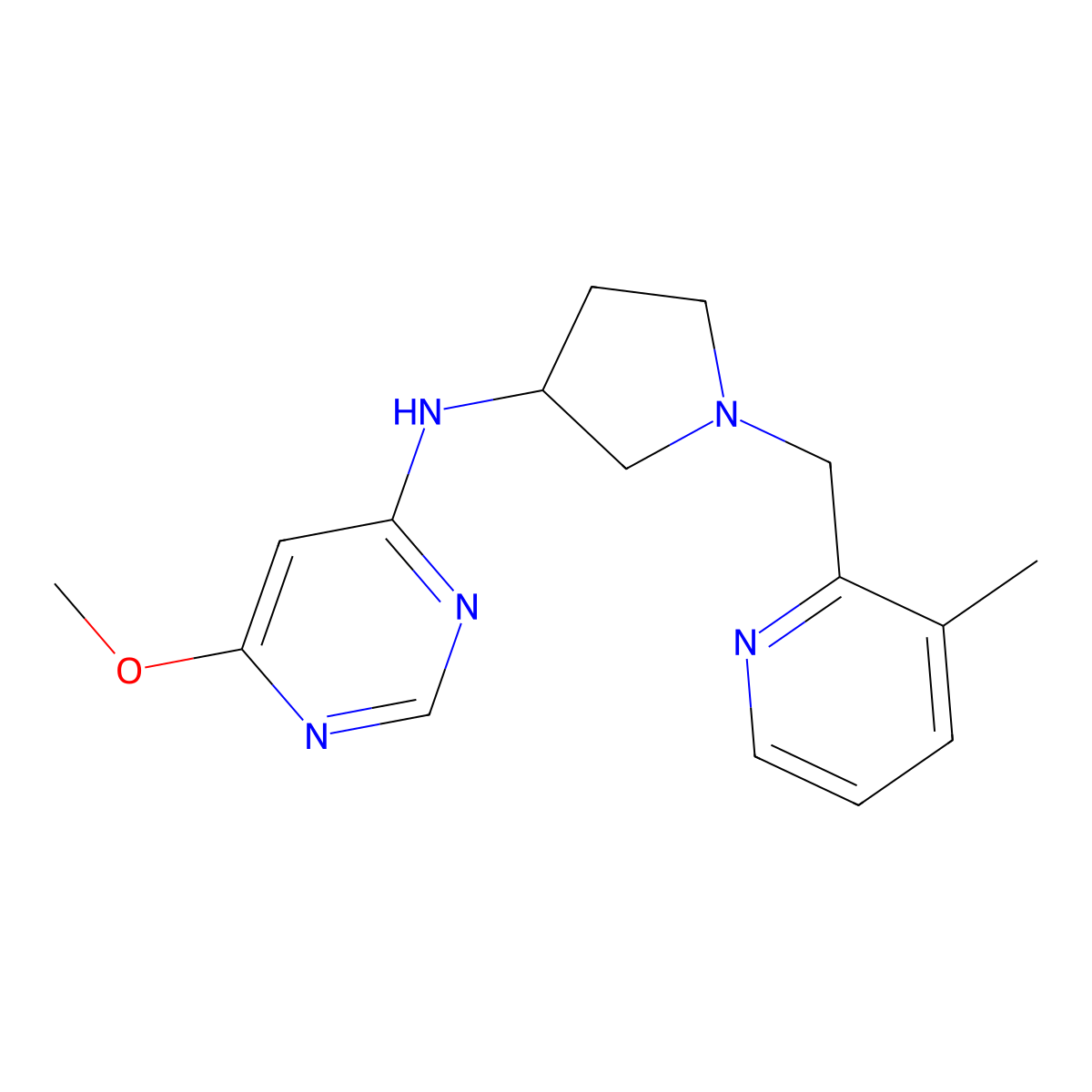 6-methoxy-N-{1-[(3-methylpyridin-2-yl)methyl]pyrrolidin-3-yl}pyrimidin-4-amine molecular structure, CAS 3054614-54-6