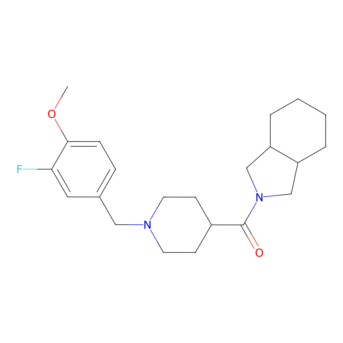 2-{1-[(3-fluoro-4-methoxyphenyl)methyl]piperidine-4-carbonyl}-octahydro-1H-isoindole molecular structure, CAS 3054614-56-8