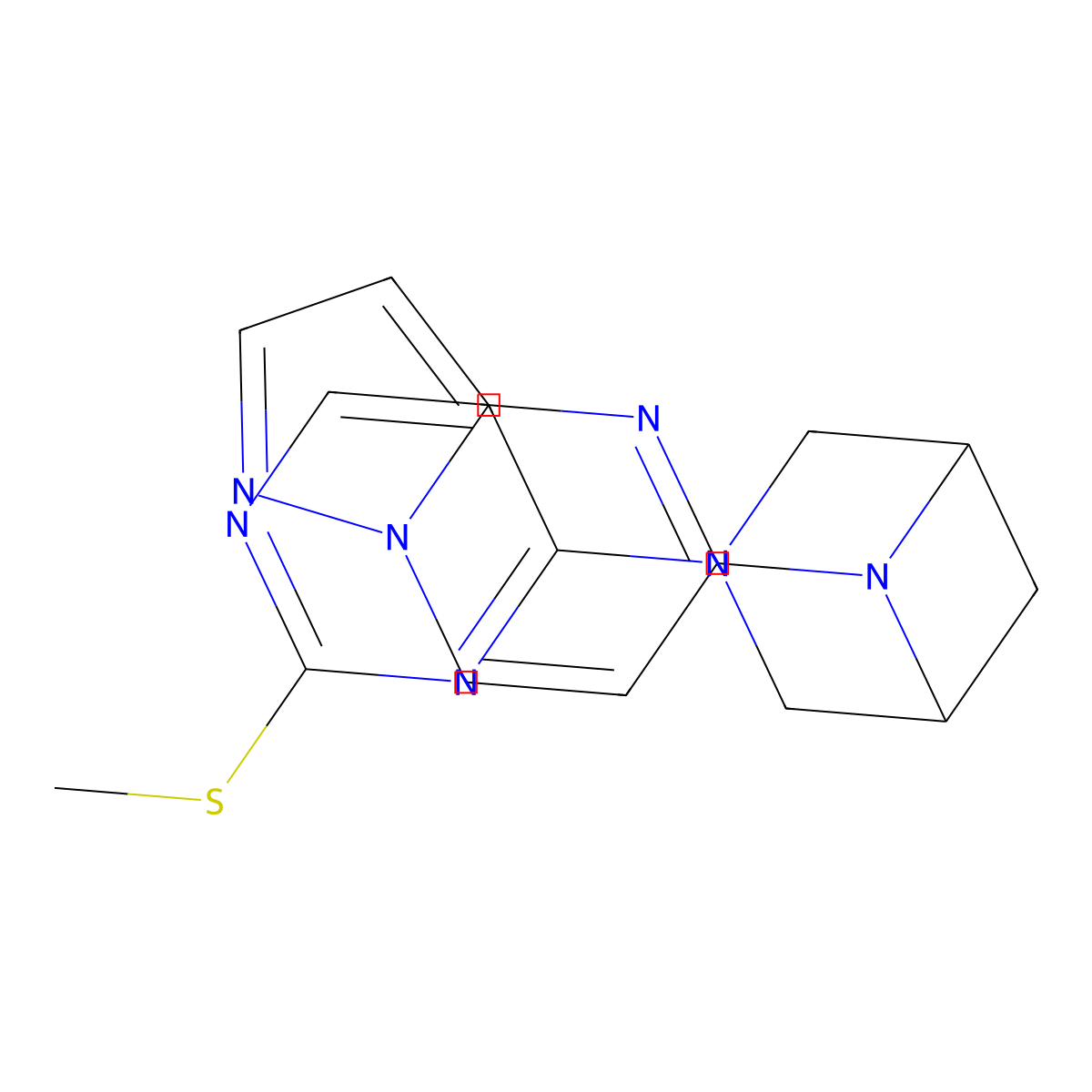 3-[2-(Methylsulfanyl)pyrimidin-4-yl]-6-{pyrazolo[1,5-a]pyrimidin-5-yl}-3,6-diazabicyclo[3.1.1]heptane molecular structure, CAS 3054614-57-9
