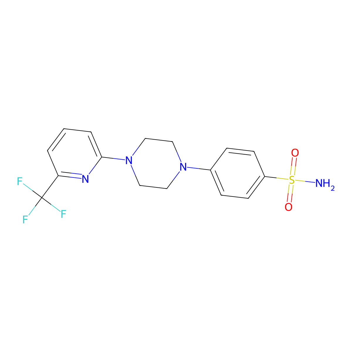 4-{4-[6-(Trifluoromethyl)pyridin-2-yl]piperazin-1-yl}benzene-1-sulfonamide molecular structure, CAS 3054614-62-6