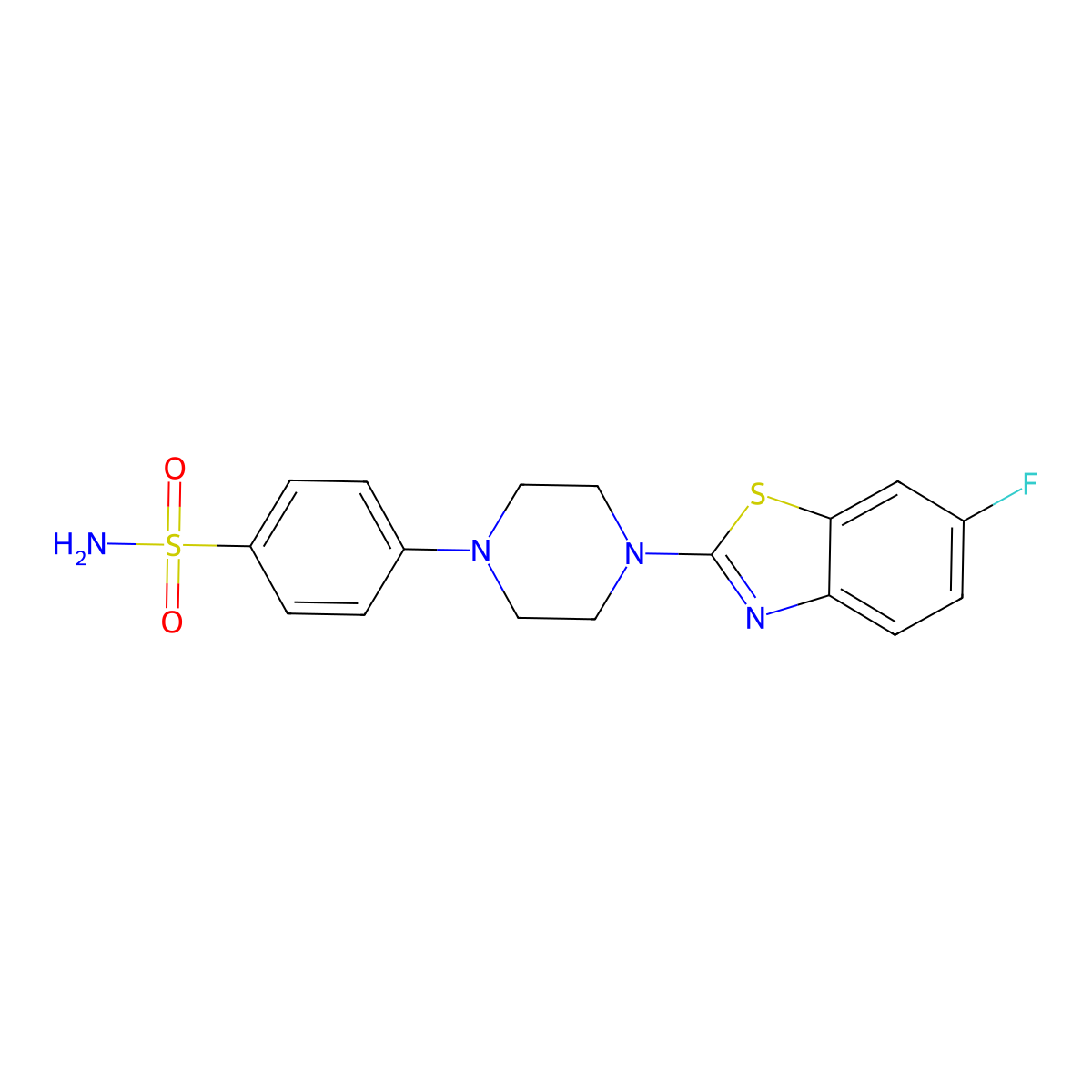 4-[4-(6-Fluoro-1,3-benzothiazol-2-yl)piperazin-1-yl]benzene-1-sulfonamide molecular structure, CAS 3054614-72-8