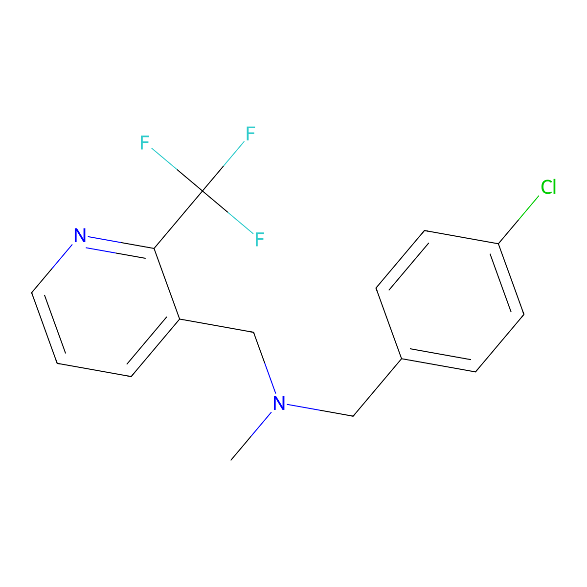 [(4-Chlorophenyl)methyl](methyl){[2-(trifluoromethyl)pyridin-3-yl]methyl}amine molecular structure, CAS 3054614-80-8