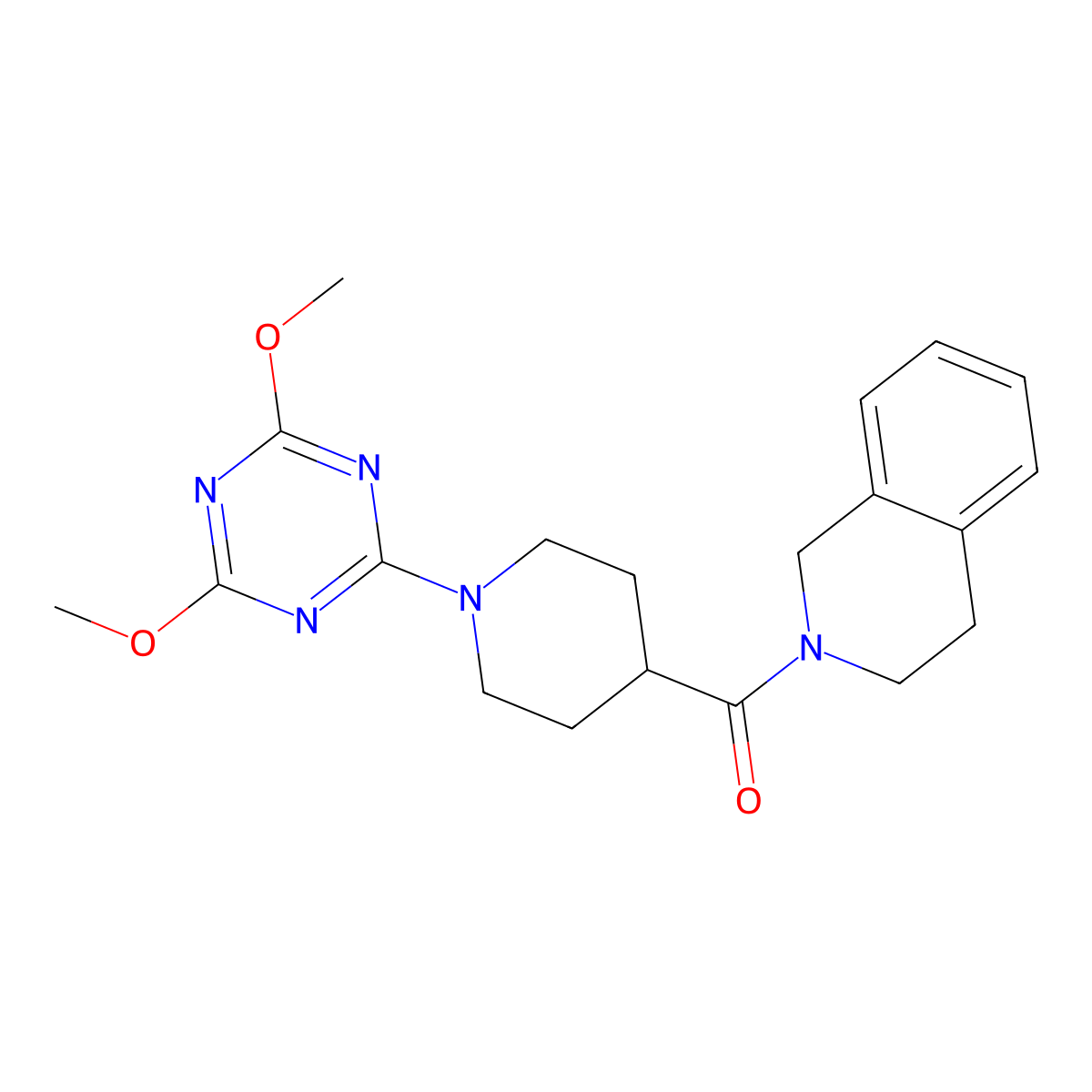 2-[1-(4,6-Dimethoxy-1,3,5-triazin-2-yl)piperidine-4-carbonyl]-1,2,3,4-tetrahydroisoquinoline molecular structure, CAS 3054614-86-4