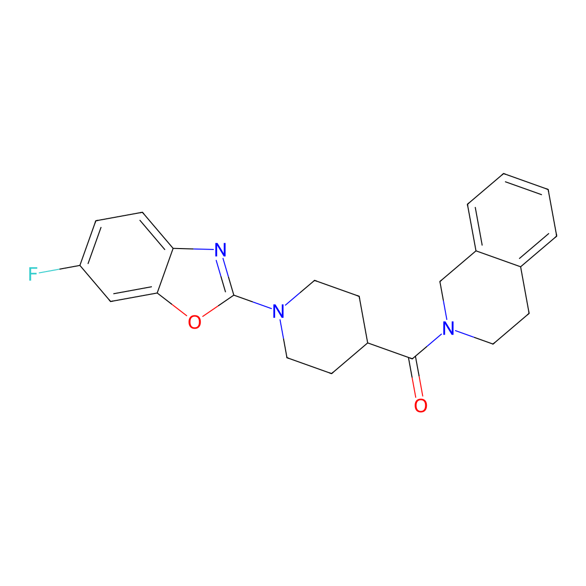2-[1-(6-Fluoro-1,3-benzoxazol-2-yl)piperidine-4-carbonyl]-1,2,3,4-tetrahydroisoquinoline molecular structure, CAS 3054614-91-1