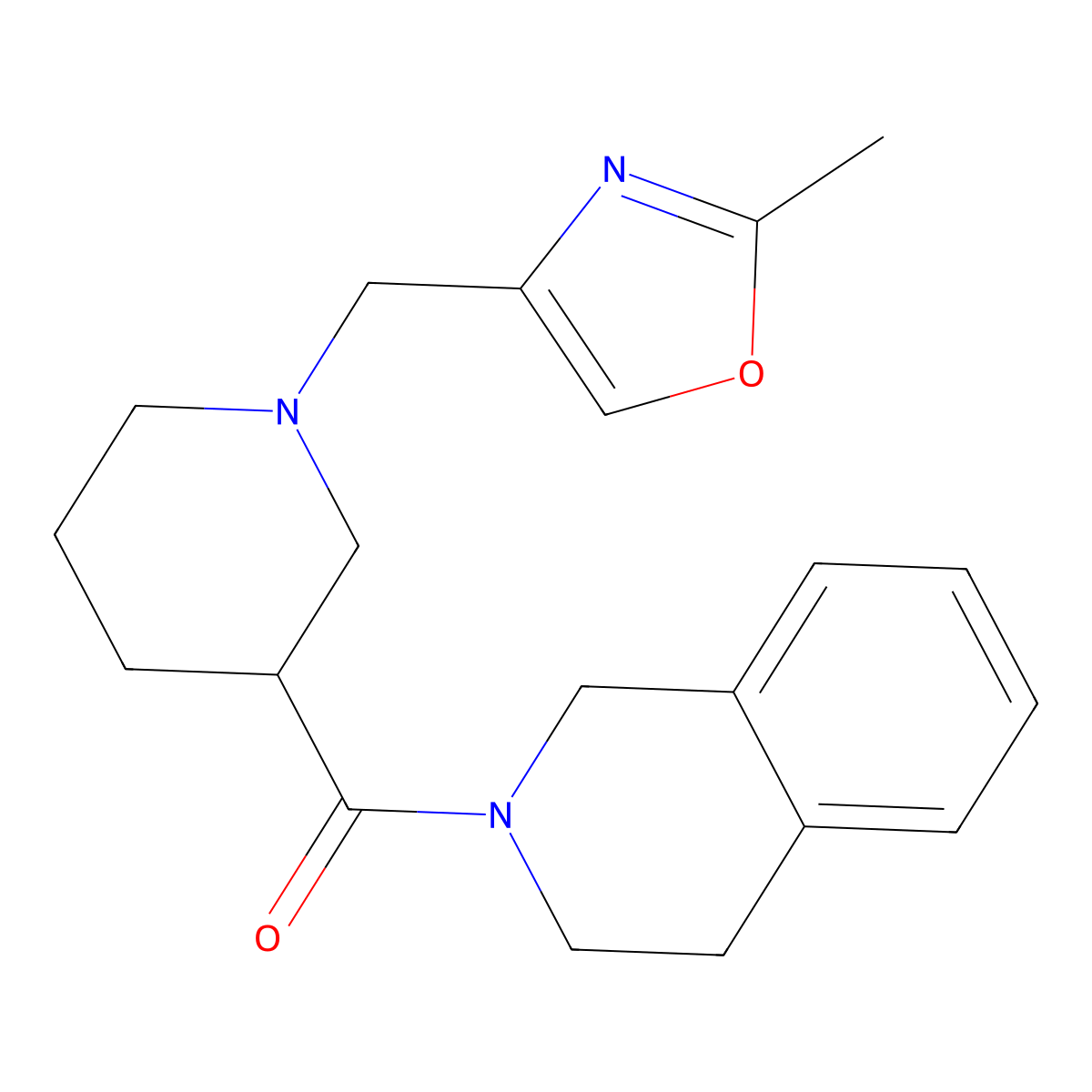 2-{1-[(2-Methyl-1,3-oxazol-4-yl)methyl]piperidine-3-carbonyl}-1,2,3,4-tetrahydroisoquinoline molecular structure, CAS 3054614-94-4
