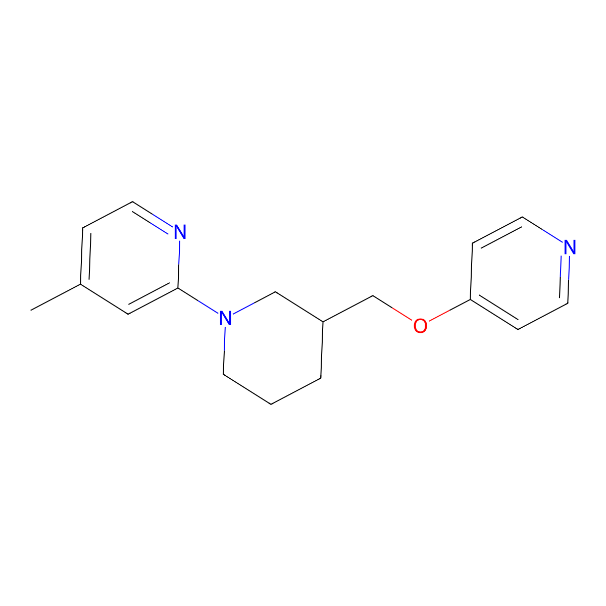 4-Methyl-2-{3-[(pyridin-4-yloxy)methyl]piperidin-1-yl}pyridine molecular structure, CAS 3054614-95-5