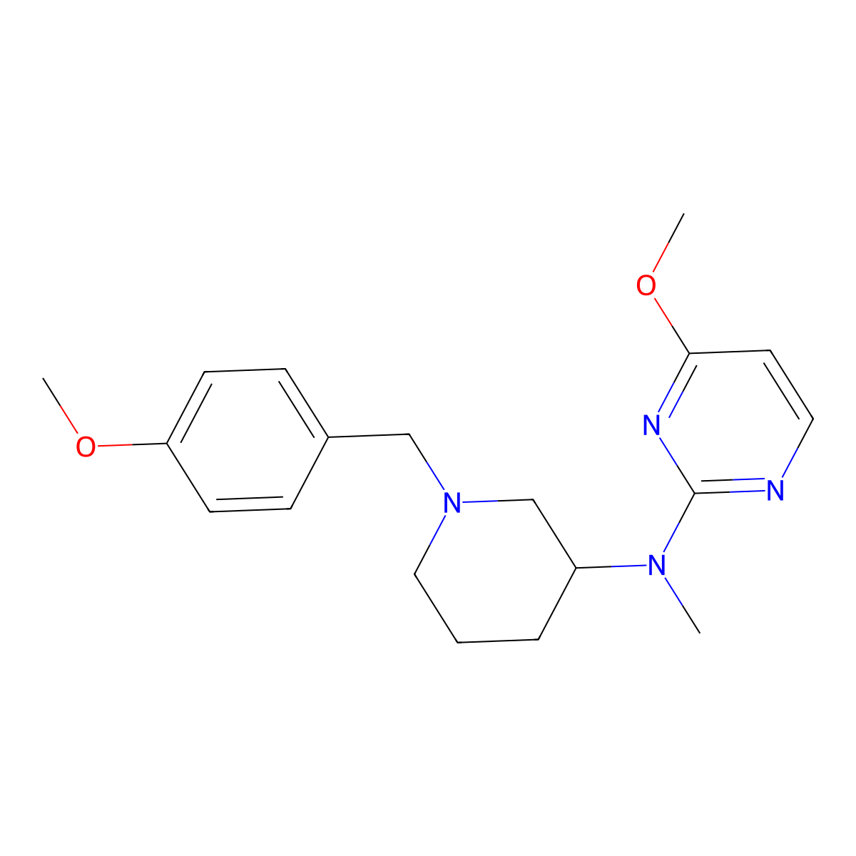 4-methoxy-N-{1-[(4-methoxyphenyl)methyl]piperidin-3-yl}-N-methylpyrimidin-2-amine molecular structure, CAS 3054615-01-6