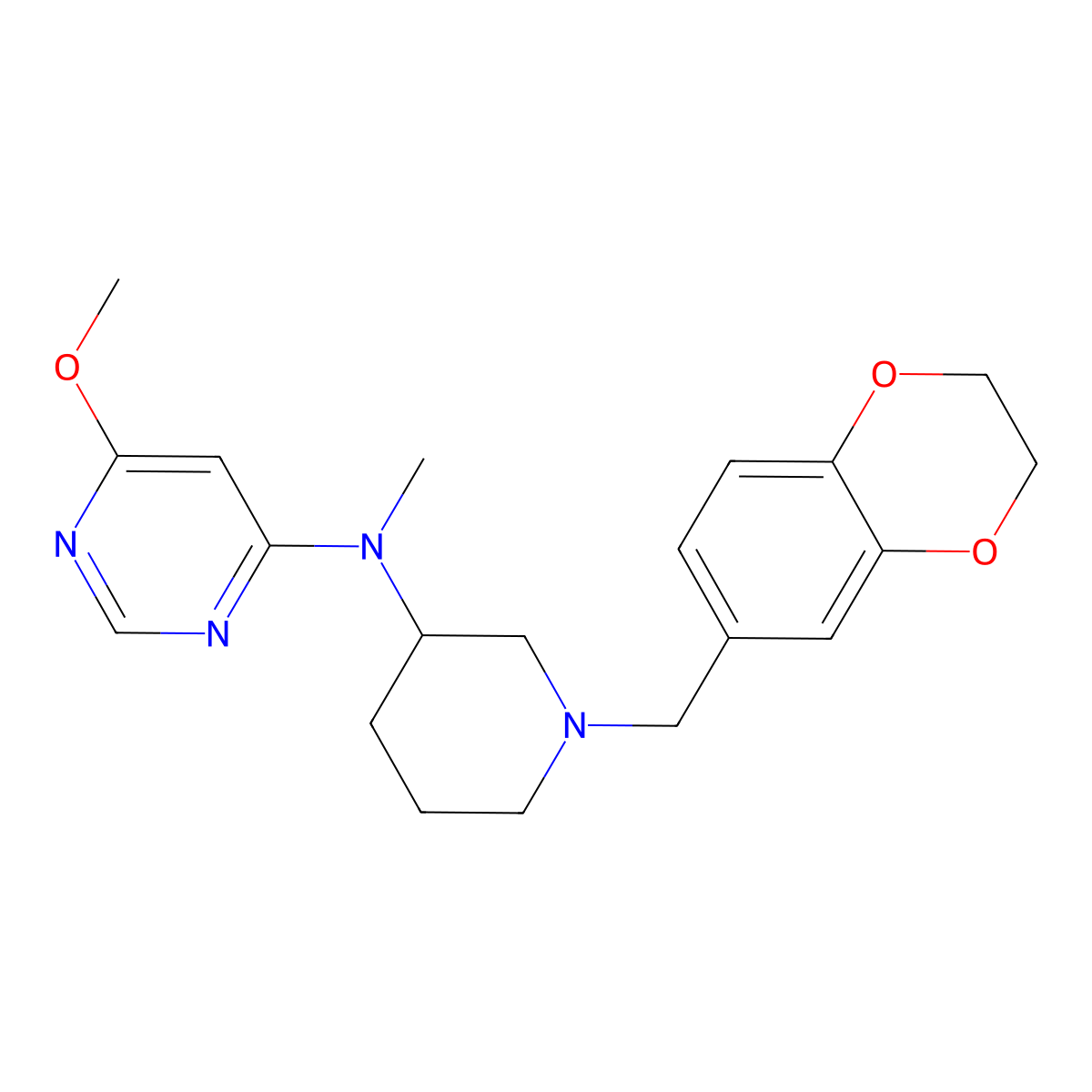 N-{1-[(2,3-dihydro-1,4-benzodioxin-6-yl)methyl]piperidin-3-yl}-6-methoxy-N-methylpyrimidin-4-amine molecular structure, CAS 3054615-04-9