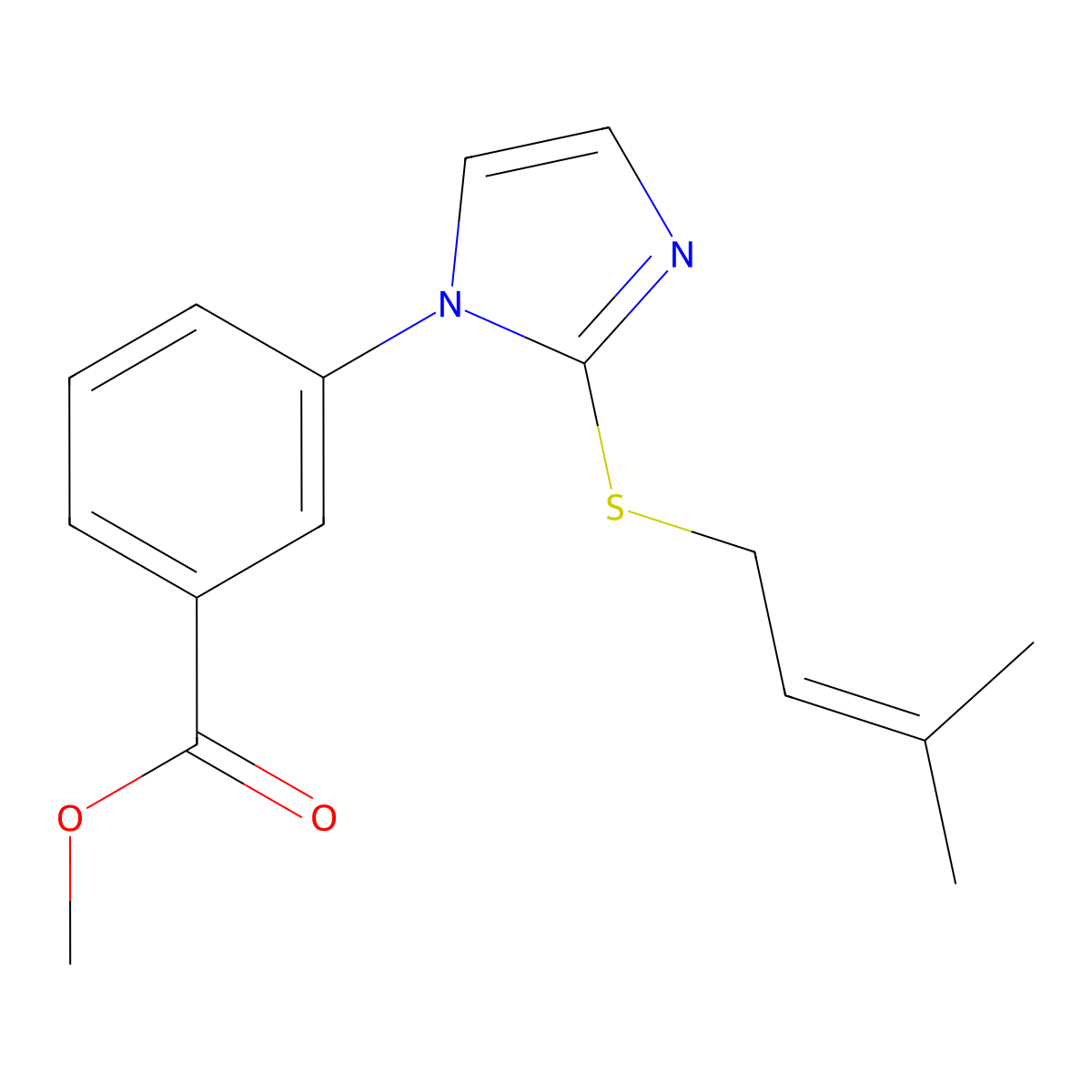 methyl 3-{2-[(3-methylbut-2-en-1-yl)sulfanyl]-1H-imidazol-1-yl}benzoate molecular structure, CAS 3054615-06-1