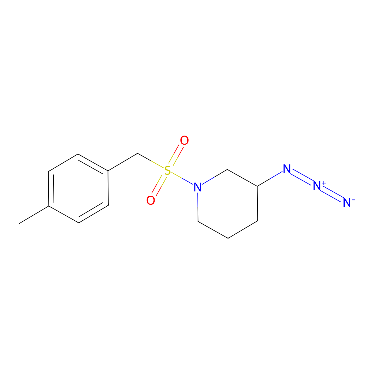 3-Azido-1-[(4-methylphenyl)methanesulfonyl]piperidine molecular structure, CAS 3054615-07-2