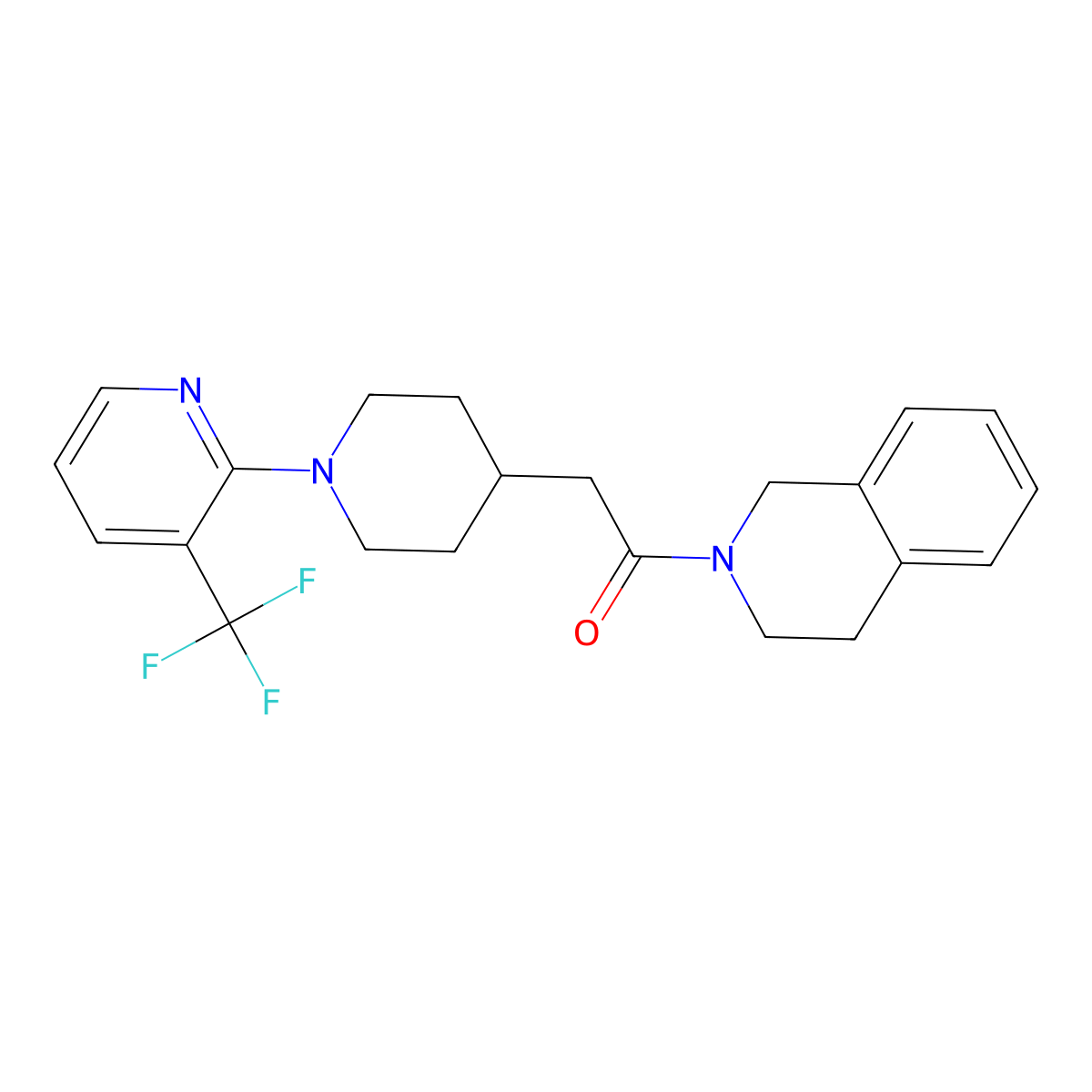 1-(1,2,3,4-Tetrahydroisoquinolin-2-yl)-2-{1-[3-(trifluoromethyl)pyridin-2-yl]piperidin-4-yl}ethan-1-one molecular structure, CAS 3054615-09-4