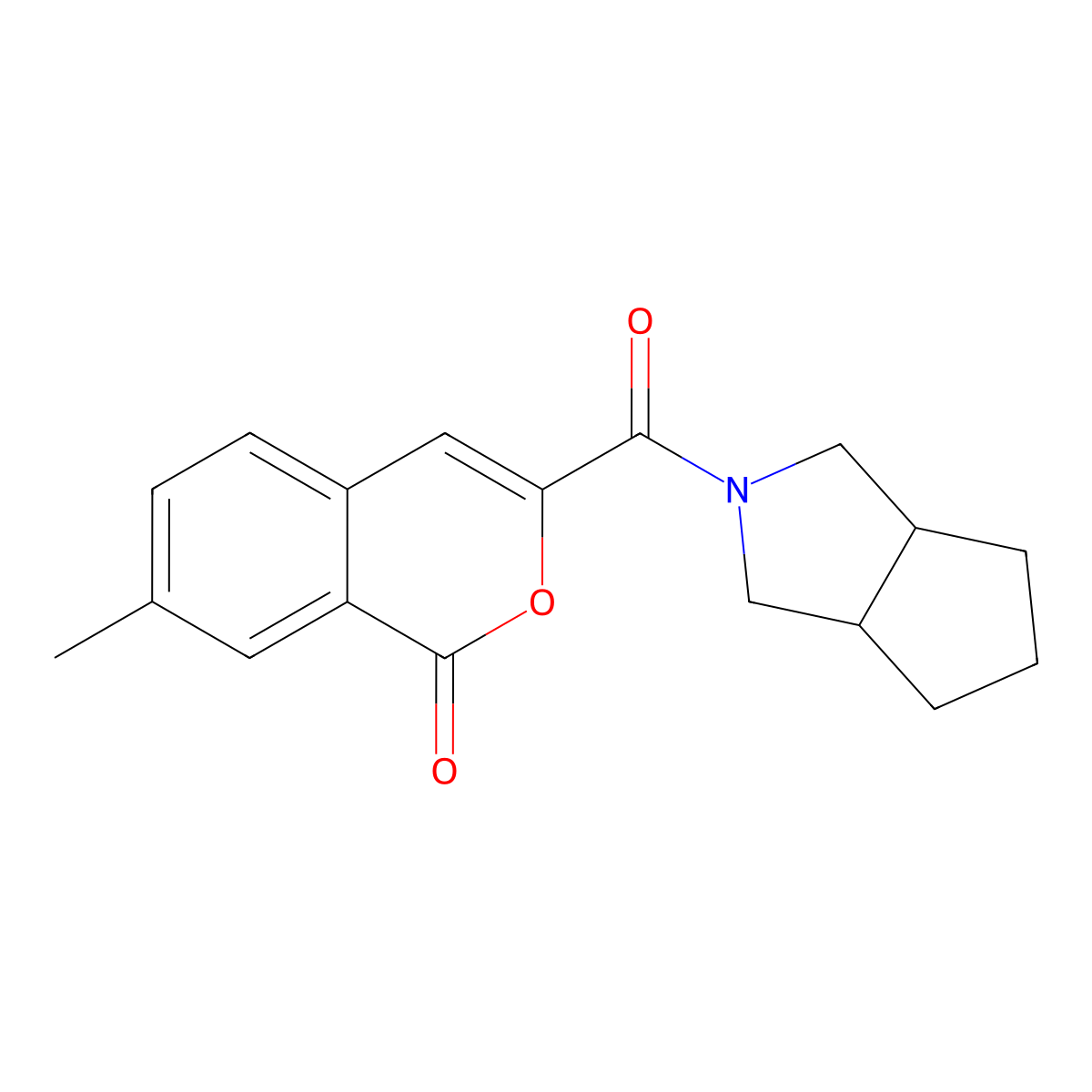 7-methyl-3-{octahydrocyclopenta[c]pyrrole-2-carbonyl}-1H-isochromen-1-one molecular structure, CAS 3054615-10-7