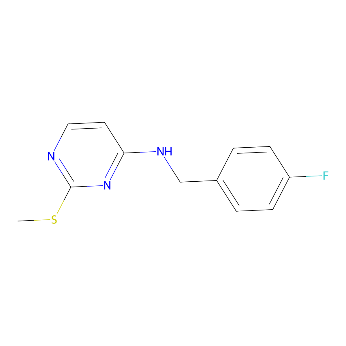 N-[(4-fluorophenyl)methyl]-2-(methylsulfanyl)pyrimidin-4-amine molecular structure, CAS 3054615-14-1