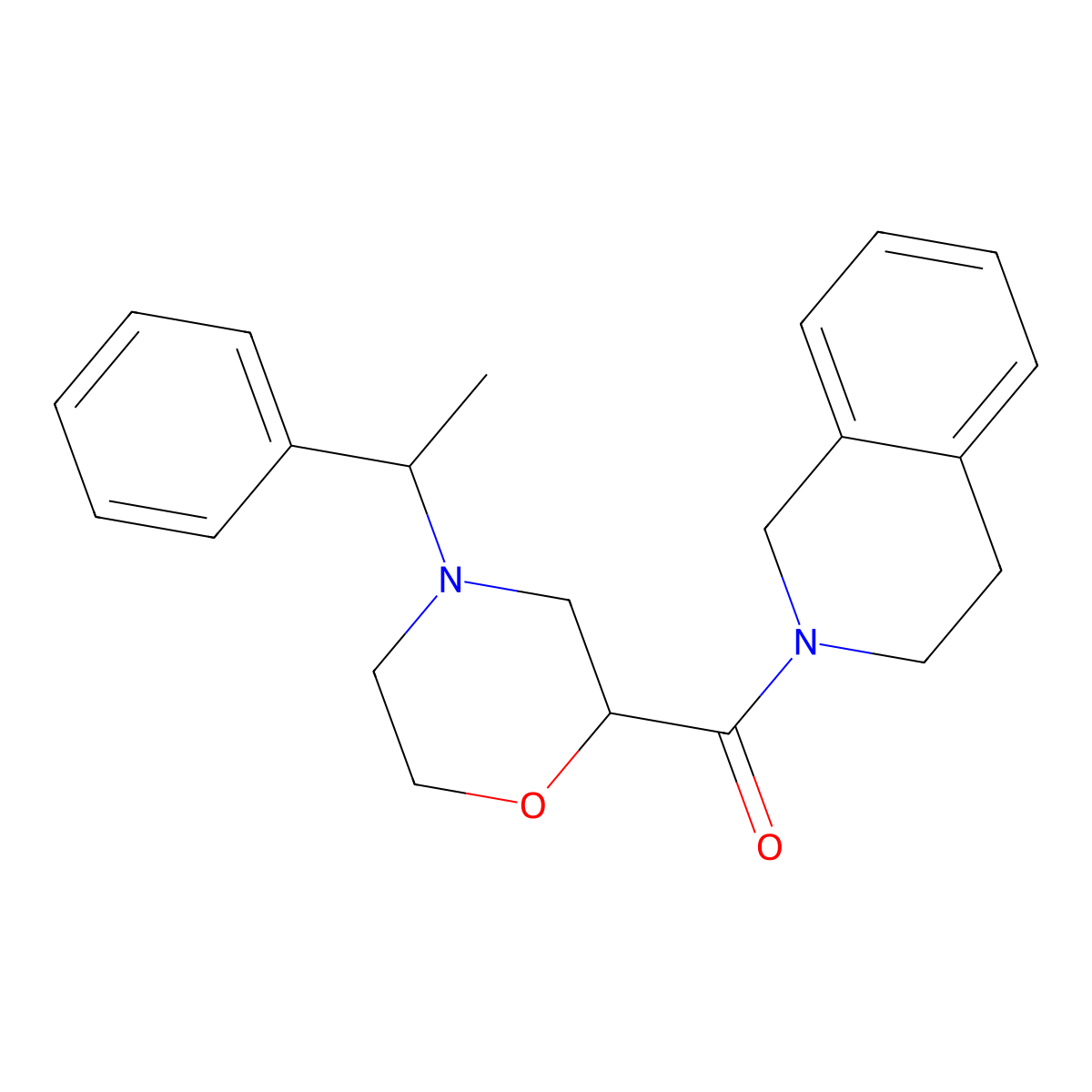 2-[4-(1-Phenylethyl)morpholine-2-carbonyl]-1,2,3,4-tetrahydroisoquinoline molecular structure, CAS 3054615-15-2