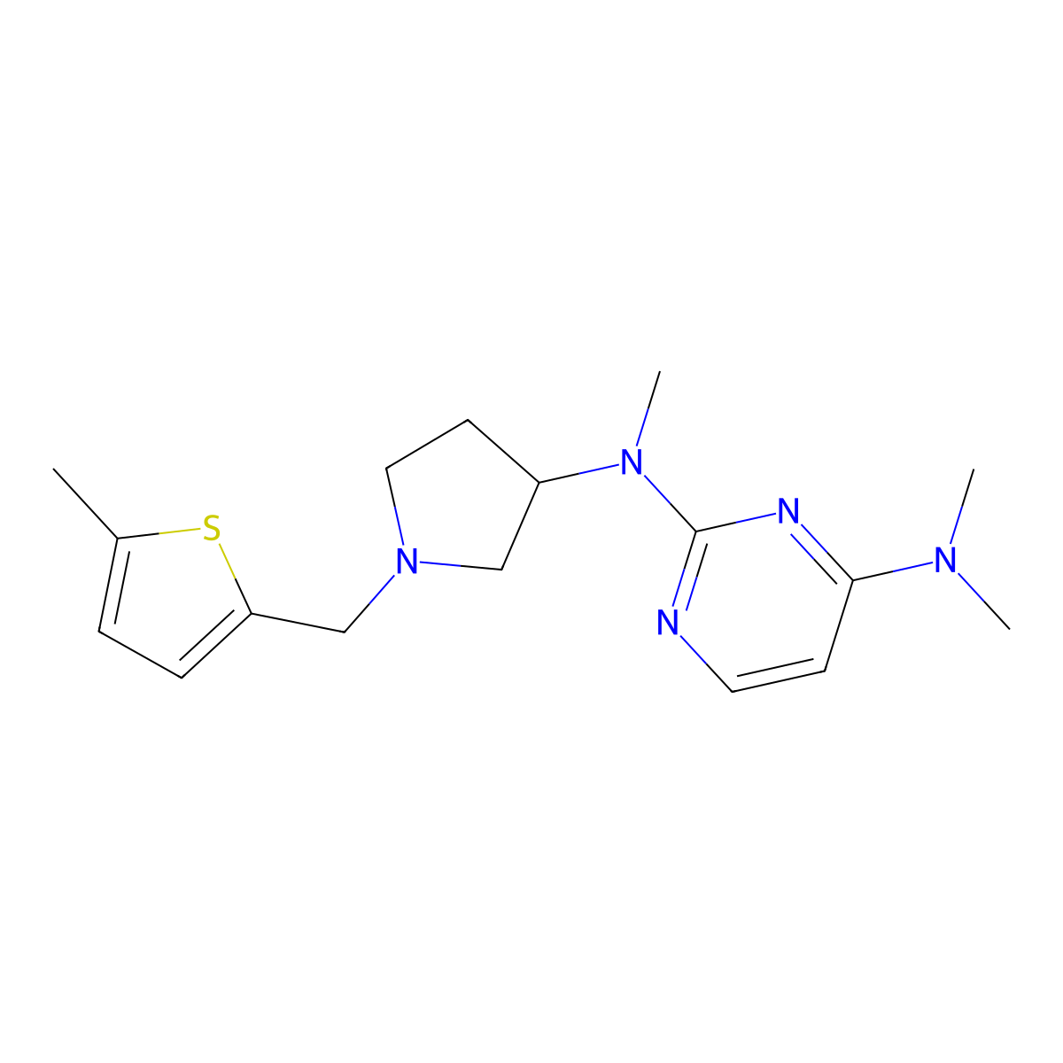 N2,N4,N4-trimethyl-N2-{1-[(5-methylthiophen-2-yl)methyl]pyrrolidin-3-yl}pyrimidine-2,4-diamine molecular structure, CAS 3054615-18-5
