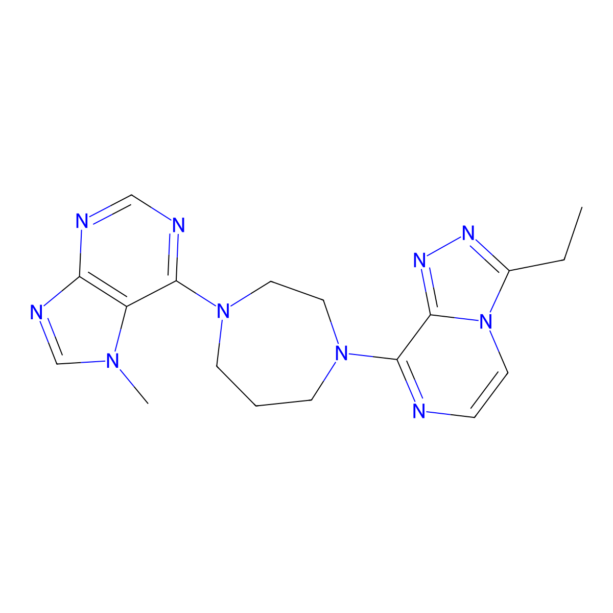 6-(4-{3-ethyl-[1,2,4]triazolo[4,3-a]pyrazin-8-yl}-1,4-diazepan-1-yl)-7-methyl-7H-purine molecular structure, CAS 3054615-19-6