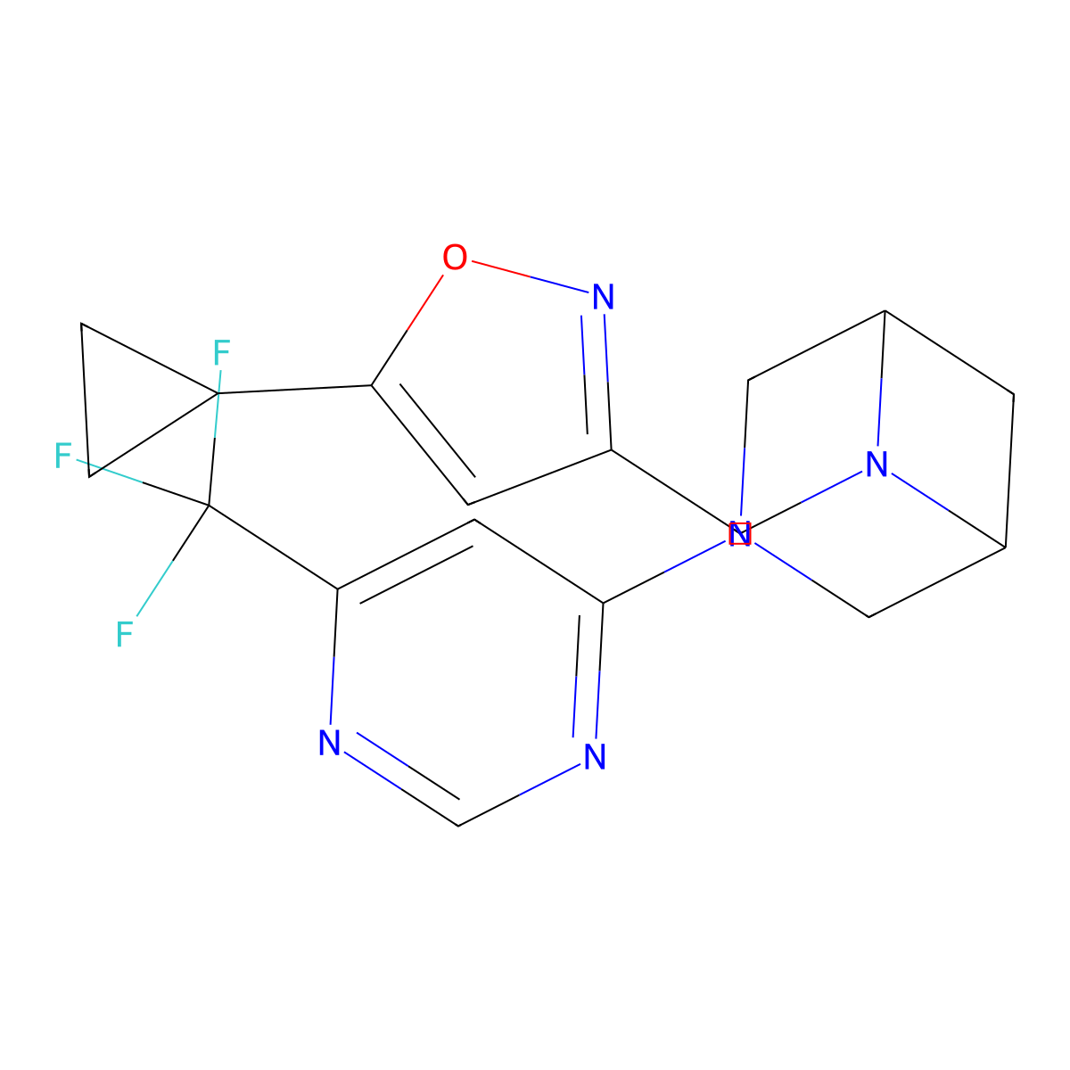 6-[(5-Cyclopropyl-1,2-oxazol-3-yl)methyl]-3-[6-(trifluoromethyl)pyrimidin-4-yl]-3,6-diazabicyclo[3.1.1]heptane molecular structure, CAS 3054615-20-9