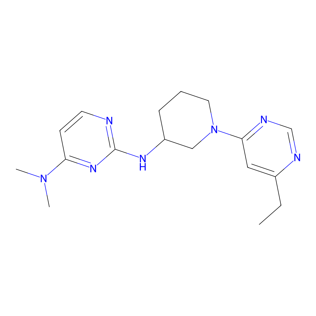 N2-[1-(6-ethylpyrimidin-4-yl)piperidin-3-yl]-N4,N4-dimethylpyrimidine-2,4-diamine molecular structure, CAS 3054615-24-3