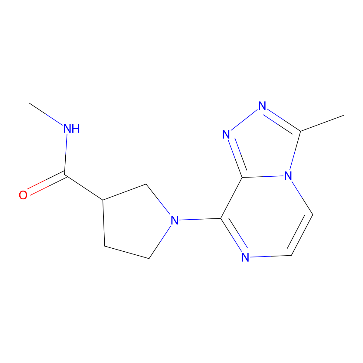 N-methyl-1-{3-methyl-[1,2,4]triazolo[4,3-a]pyrazin-8-yl}pyrrolidine-3-carboxamide molecular structure, CAS 3054615-25-4