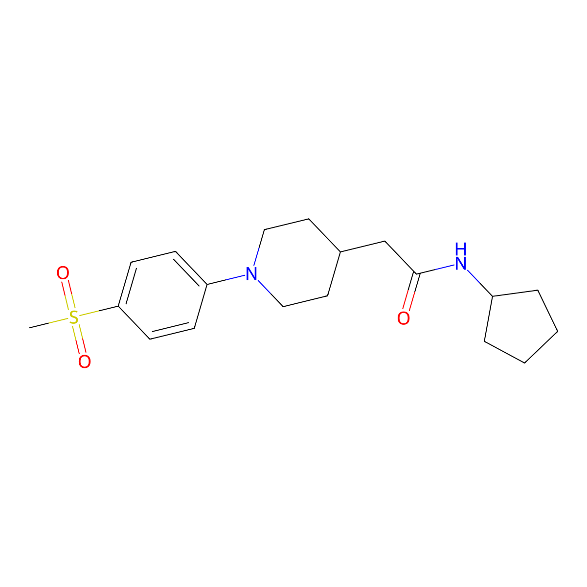 N-cyclopentyl-2-[1-(4-methanesulfonylphenyl)piperidin-4-yl]acetamide molecular structure, CAS 3054615-31-2