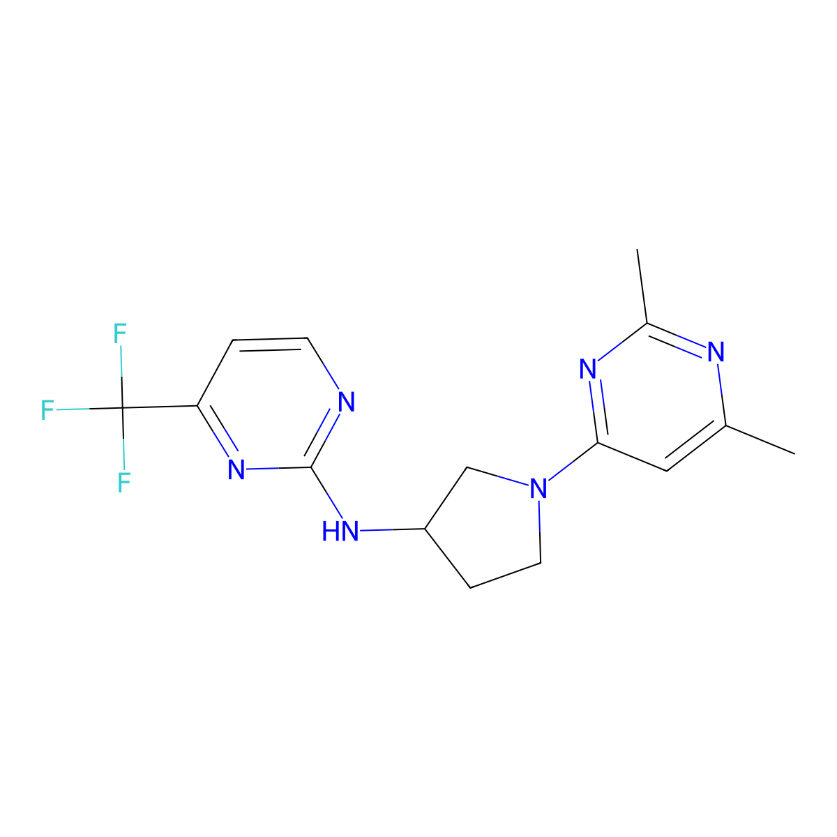 N-[1-(2,6-dimethylpyrimidin-4-yl)pyrrolidin-3-yl]-4-(trifluoromethyl)pyrimidin-2-amine molecular structure, CAS 3054615-34-5