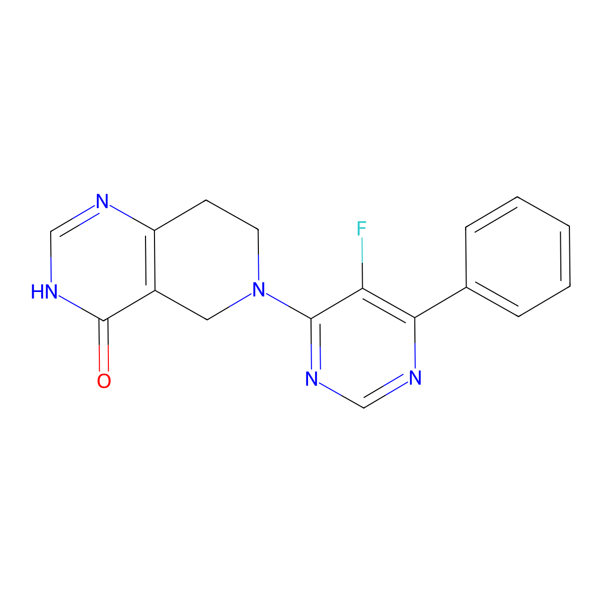 6-(5-fluoro-6-phenylpyrimidin-4-yl)-3H,4H,5H,6H,7H,8H-pyrido[4,3-d]pyrimidin-4-one molecular structure, CAS 3054615-38-9
