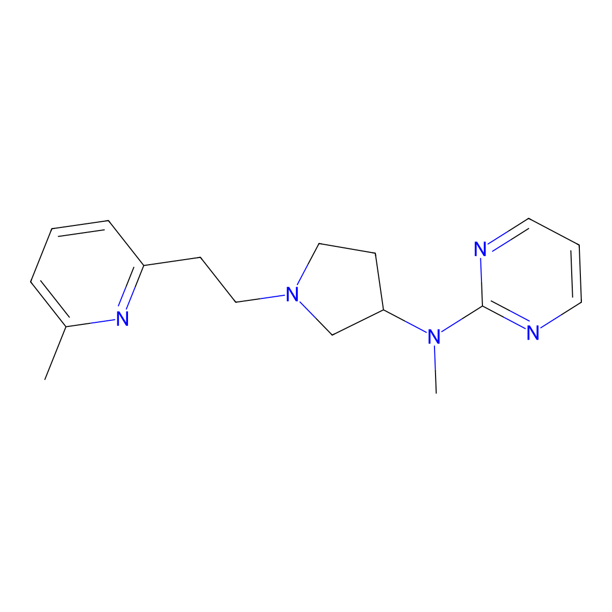 N-methyl-N-{1-[2-(6-methylpyridin-2-yl)ethyl]pyrrolidin-3-yl}pyrimidin-2-amine molecular structure, CAS 3054615-40-3