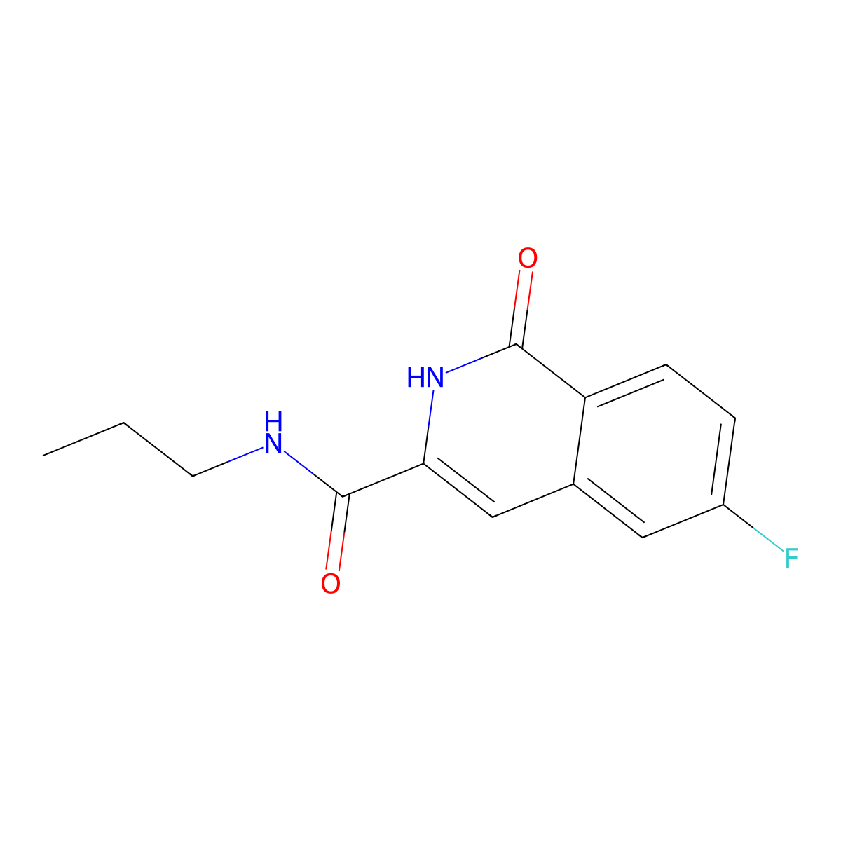 6-fluoro-1-oxo-N-propyl-1,2-dihydroisoquinoline-3-carboxamide molecular structure, CAS 3054615-41-4