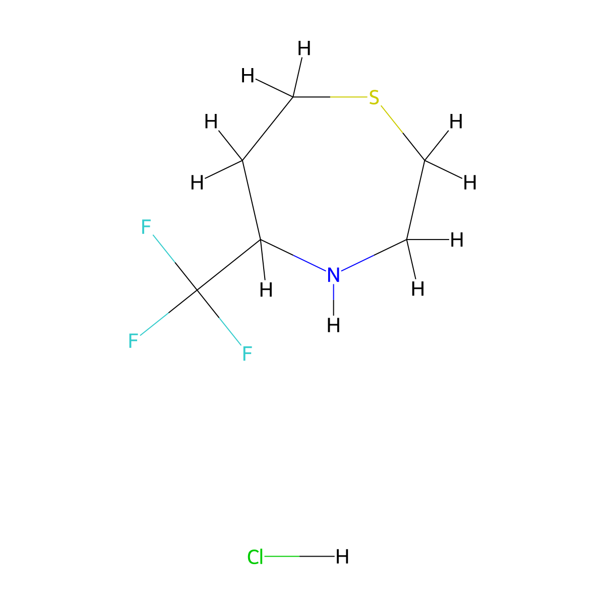 5-(Trifluoromethyl)-1,4-thiazepane hydrochloride molecular structure, CAS 3054615-43-6