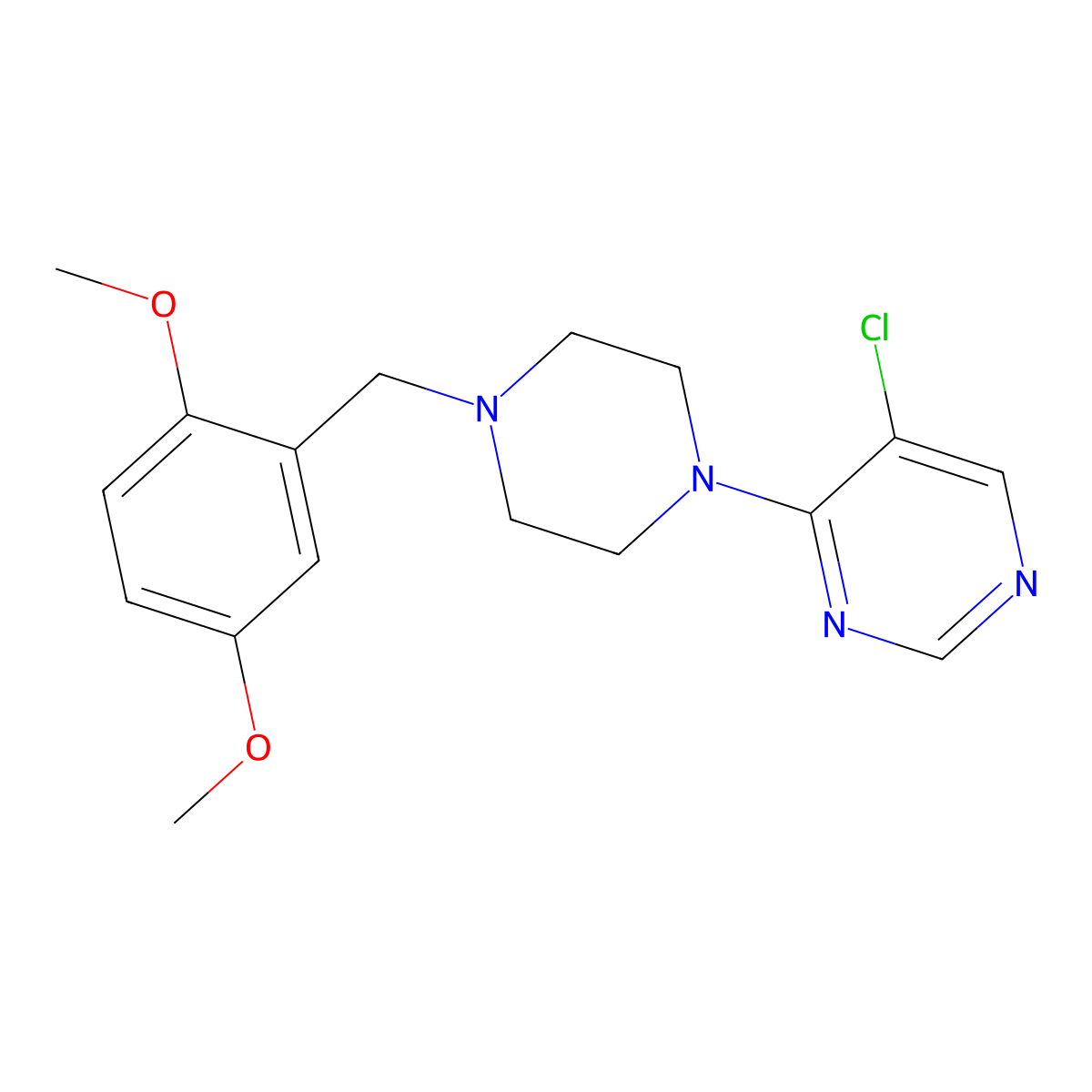 5-Chloro-4-{4-[(2,5-dimethoxyphenyl)methyl]piperazin-1-yl}pyrimidine molecular structure, CAS 3054615-45-8