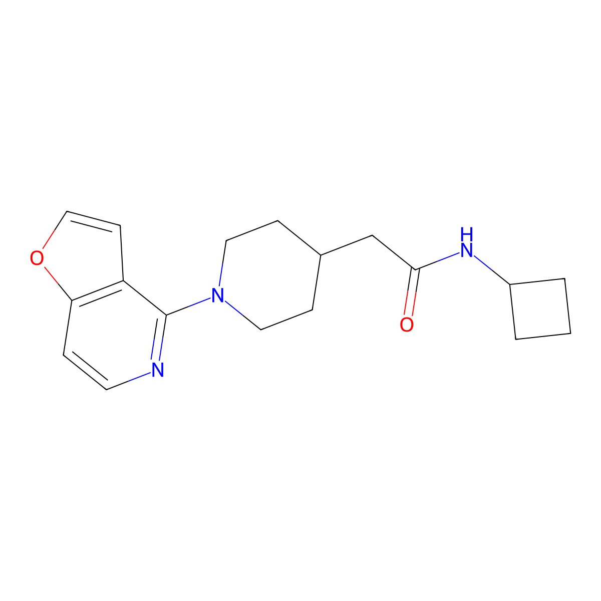 N-cyclobutyl-2-(1-{furo[3,2-c]pyridin-4-yl}piperidin-4-yl)acetamide molecular structure, CAS 3054615-48-1